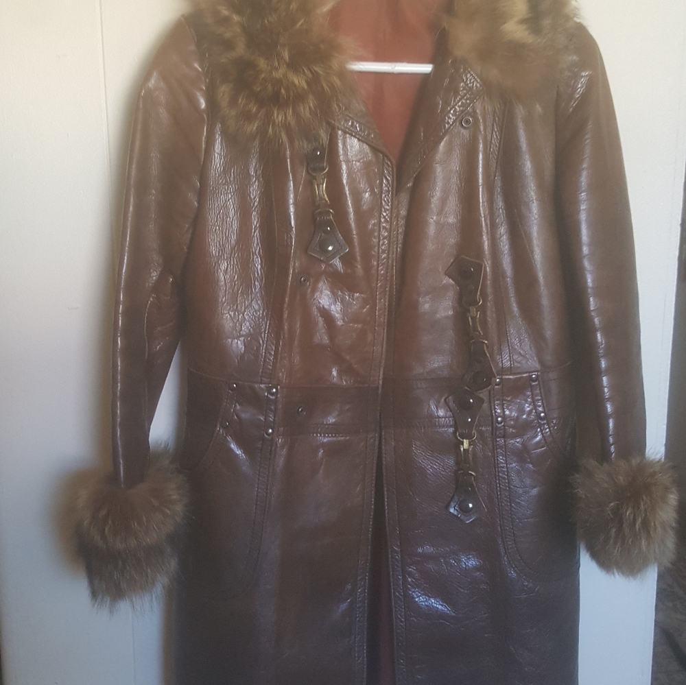 Leather Jacket with fur trim